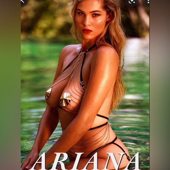 ♡BNWT UNICORN RARE HB™ ☆Ariana☆ Leatherette &+ Gold Chain Bralette♡ Size Small♡ - Picture 3 of 9